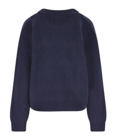 Celine Sweater With Round Neck In Wool In Blue