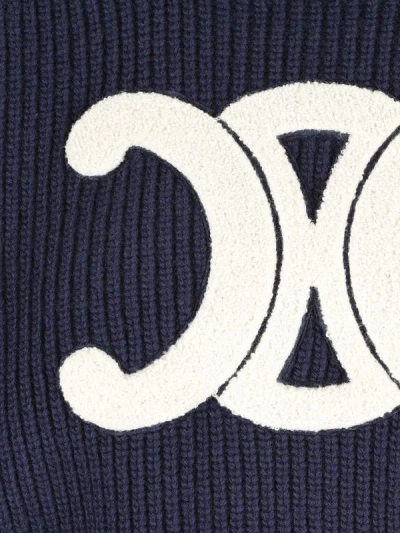 Celine Sweater With Round Neck In Wool In Blue