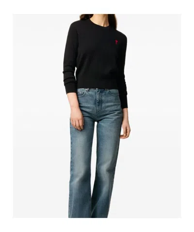 Ami Alexandre Mattiussi Ami Red Adc Sweater In Black