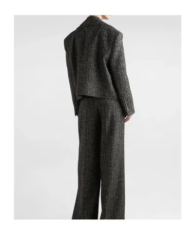 Dolce & Gabbana Striped Double-breasted Jacket In Gray