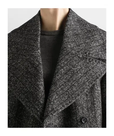 Dolce & Gabbana Striped Double-breasted Jacket In Gray