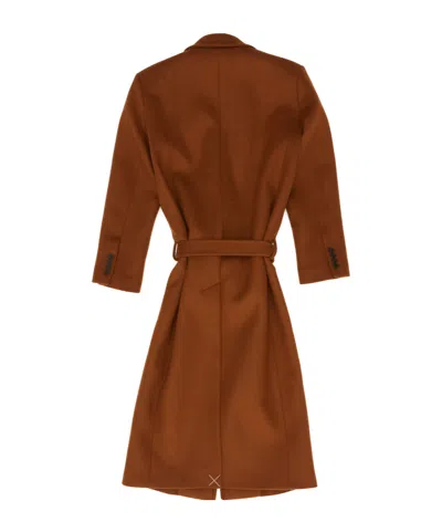 Attico Brown Long Wool Coat In Brown