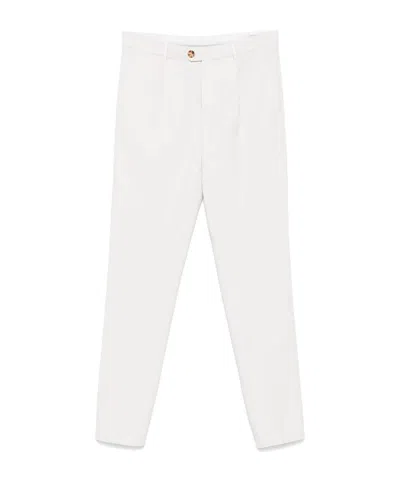 Brunello Cucinelli Tailored White Trousers With Classic Waistband In Neutral
