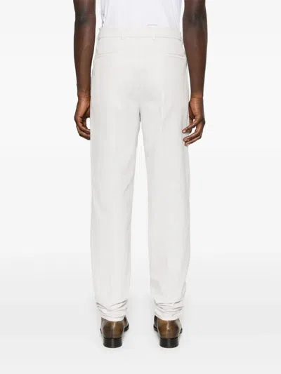 Brunello Cucinelli Tailored White Trousers With Classic Waistband In Neutral