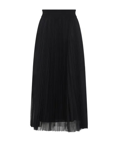 Fabiana Filippi Pleated Tulle A-line Midi Skirt In Black