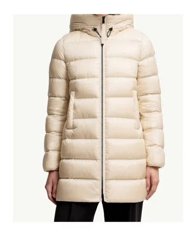 Moncler Suyenne Hooded Mid-length Down Jacket Clothing In Neutral