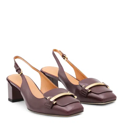 Tod's Chunky Heel Buckle Square Toe Pumps In Brown