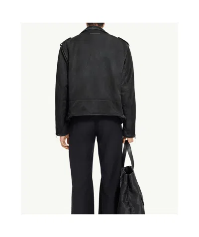 Mm6 Maison Margiela Mm6 By Maison Margiela Nylon Biker Jacket With Adjustable Belt And Multiple Pockets In Black