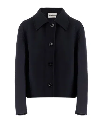 Jil Sander Button-fastening Collared Jacket In Black
