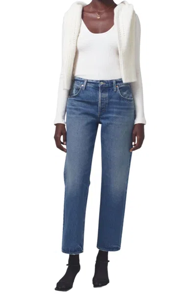 Citizen Of Humanity Citizens Of Humanity Neve Low Slung Relaxed Distressed Nonstretch Regenerative Cotton Jeans In Blue