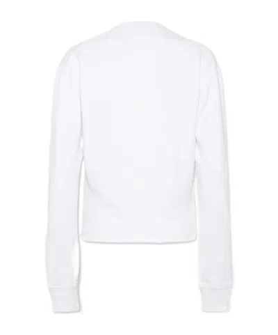 Dsquared2 Supernegative Dyed Just Right Cropped Raw Hem Crewneck In White
