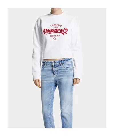 Dsquared2 Supernegative Dyed Just Right Cropped Raw Hem Crewneck In White
