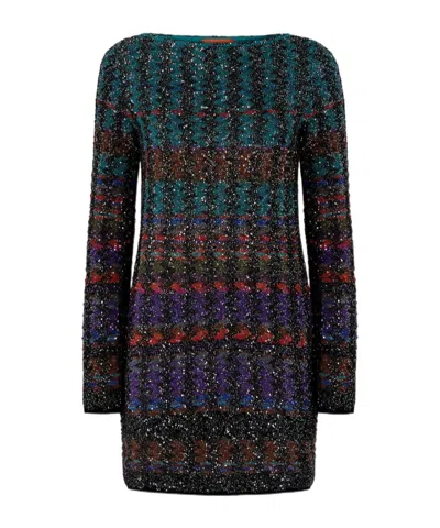 Missoni Embroidered Knit Mini Dress In Multi