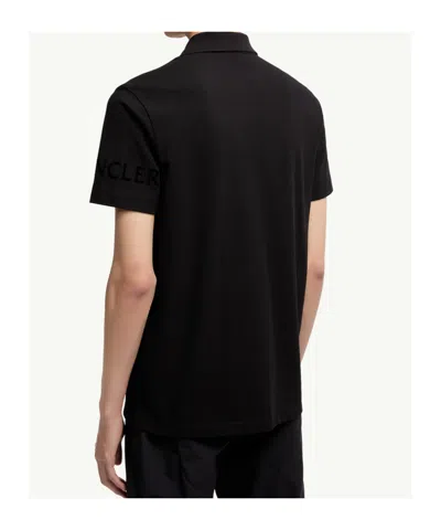 Moncler Polo Shirt With Short Sleeves And Collar In Black