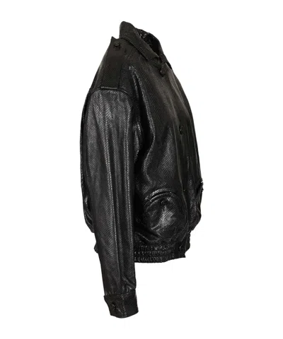Blazé Milano Blaze Milano Ares Charlie Leather Bomber Jacket In Black