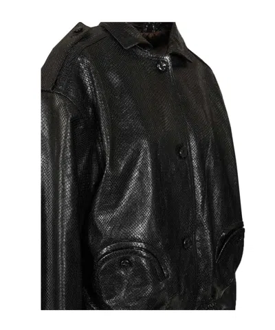 Blazé Milano Blaze Milano Ares Charlie Leather Bomber Jacket In Black