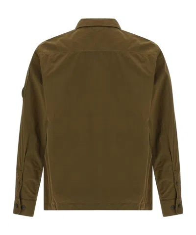 C.p. Company Brown Minimalist Casual Jacket With Unique Lens Detail In Green