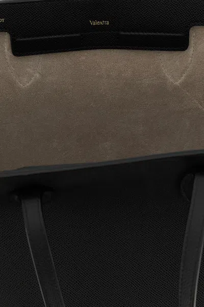 Valextra Medium Vivi Leather Tote Bag In Black