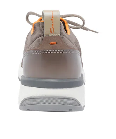 Santoni Sneakers Low Top Round Toe In Brown