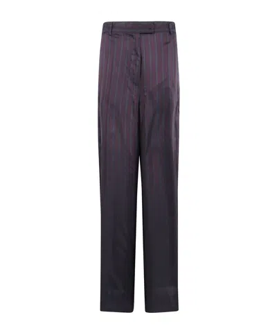 Dries Van Noten High-waisted Wide Leg Trousers With Vertical Stripes In Black