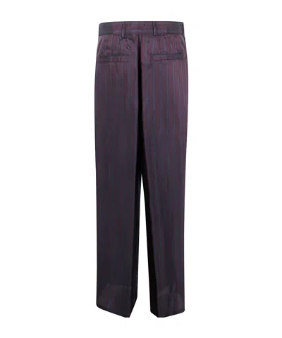 Dries Van Noten High-waisted Wide Leg Trousers With Vertical Stripes In Black
