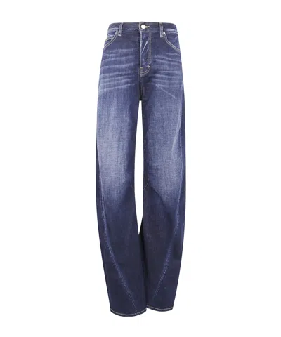 Dsquared2 Stretch Denim 2d Twisted Wide-leg Jeans In Blue
