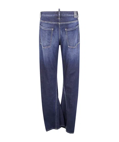 Dsquared2 Stretch Denim 2d Twisted Wide-leg Jeans In Blue