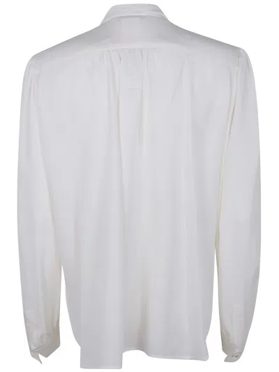 Max Mara Silk Shirt With Tie Neck And Long Sleeves In White