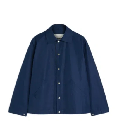 Jil Sander Printed Cotton-taffeta Jacket In Blue