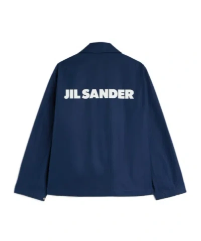 Jil Sander Printed Cotton-taffeta Jacket In Blue