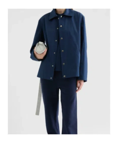 Jil Sander Printed Cotton-taffeta Jacket In Blue