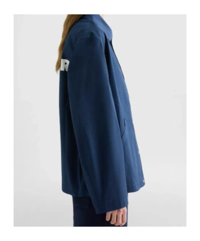 Jil Sander Printed Cotton-taffeta Jacket In Blue