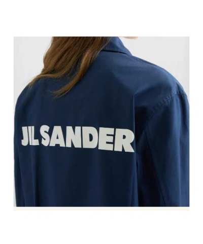 Jil Sander Printed Cotton-taffeta Jacket In Blue