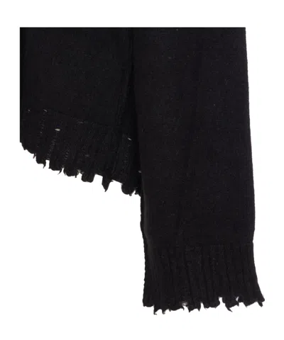 Uma Wang Frayed Hem V-neck Over Cardigan Knitwear In Black