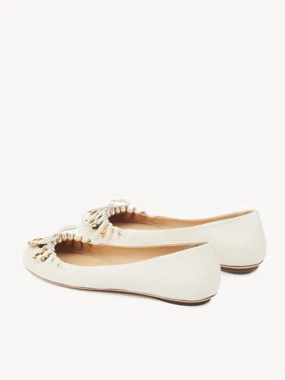 Chloé Chloe Charms Leather Ballerina Flat In Neutral