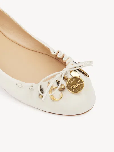 Chloé Chloe Charms Leather Ballerina Flat In Neutral