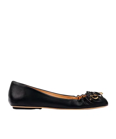 Chloé Bow Ballerinas Gold-tone Embellishments In Black