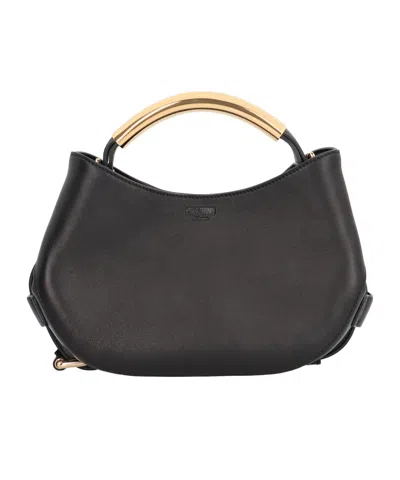 Moschino Leather With Gold-tone Handle Shoulder Bag In Pattern