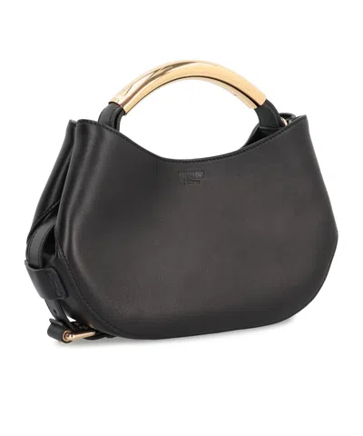 Moschino Leather With Gold-tone Handle Shoulder Bag In Pattern