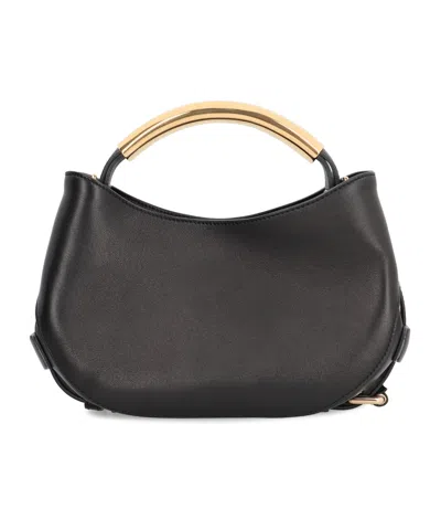 Moschino Leather With Gold-tone Handle Shoulder Bag In Pattern