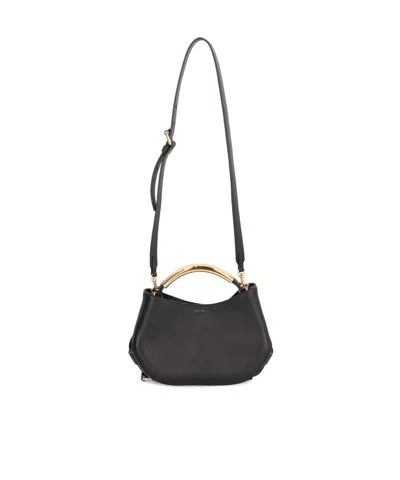Moschino Leather With Gold-tone Handle Shoulder Bag In Pattern