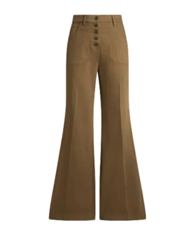 Etro Flared Denim Jeans With Pegaso Buttons In Brown