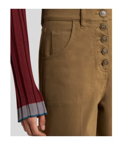 Etro Flared Denim Jeans With Pegaso Buttons In Brown
