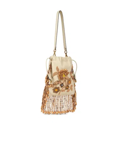 Etro , Small Leather Kalispera Bag With Beads And Fringing, Woman In Pattern