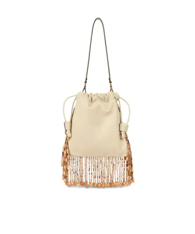Etro , Small Leather Kalispera Bag With Beads And Fringing, Woman In Pattern