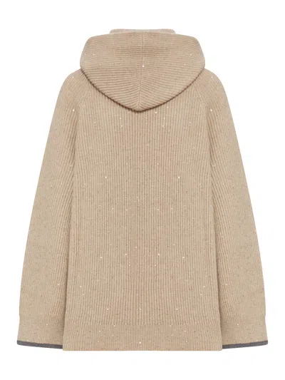 Brunello Cucinelli Cashmere Sweater With Hood In Brown