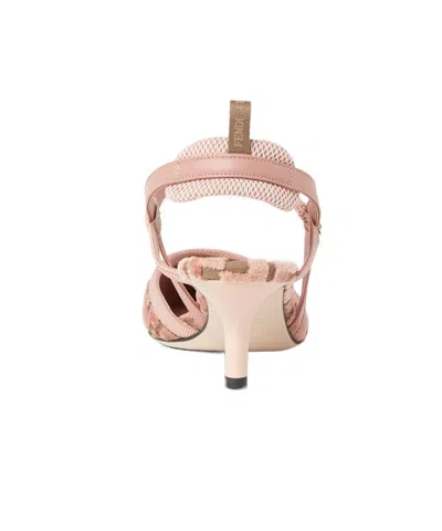 Fendi Pink Ff Velvet Colibrì Lite Slingback In Pink