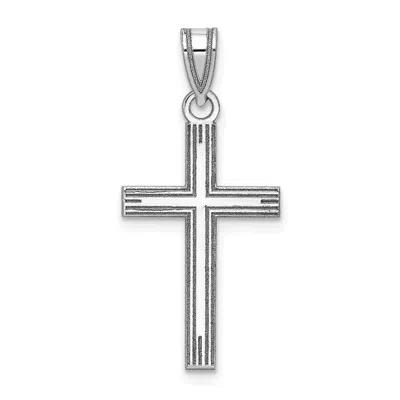 Diamond2deal 14k White Gold Solid Laser Etched Cross Pendant In Metallic