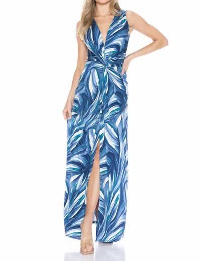 Ariella Twist Front Maxi Dress In Blue Multi