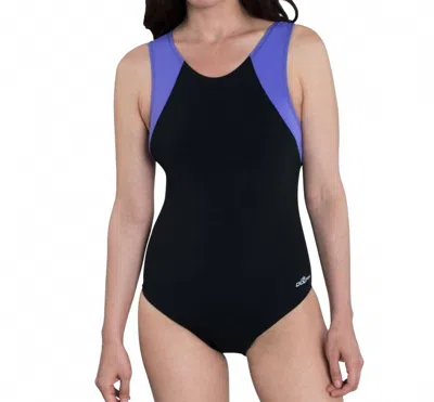 Dolfin Color Block Moderate Lap One Piece In Black/purple In Multi